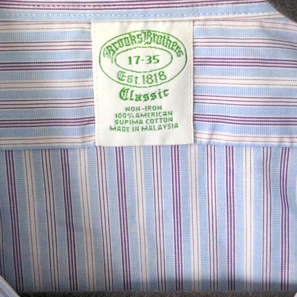 Brooks Brothers Dress Shirt Large Pinstripe Blue/white/purple, button down - Picture 2 of 6